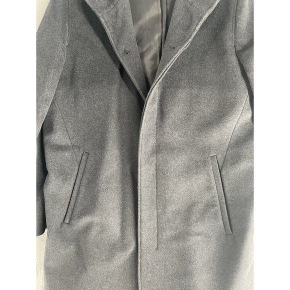 Vince Camuto Trench Coat Mens Large Full Length Charcoal Gray Overcoat Designer - Picture 3 of 13